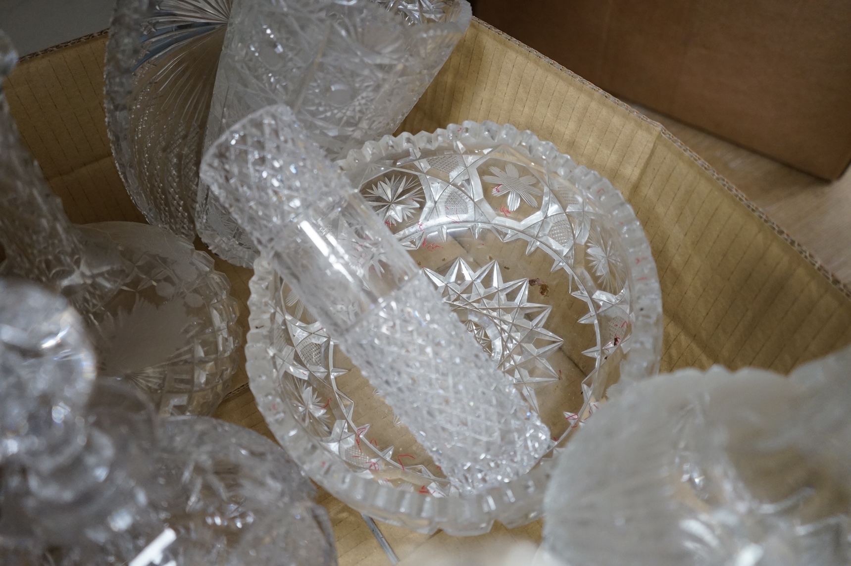 A quantity of deep cut crystal glassware